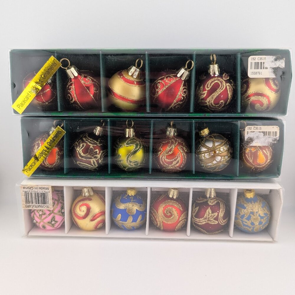 🎄 Set of 18 Vintage-Style Glass Ornaments - Card holders - Kurt Adler